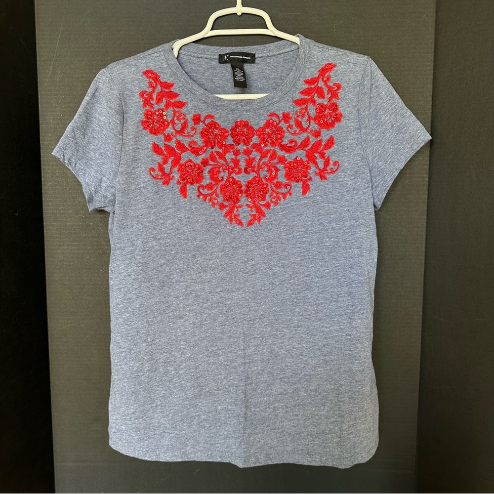 INC Red Beaded T-Shirt